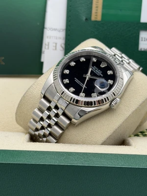 Rolex Datejust 36mm 116234 black dia dot dial, fluted, jubilee bracelet 2017