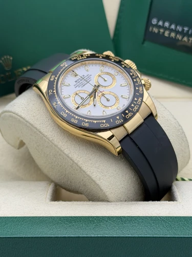Rolex Daytona 40mm, 116518LN, yellow gold, white dial, oysterflex, 2023 unworn